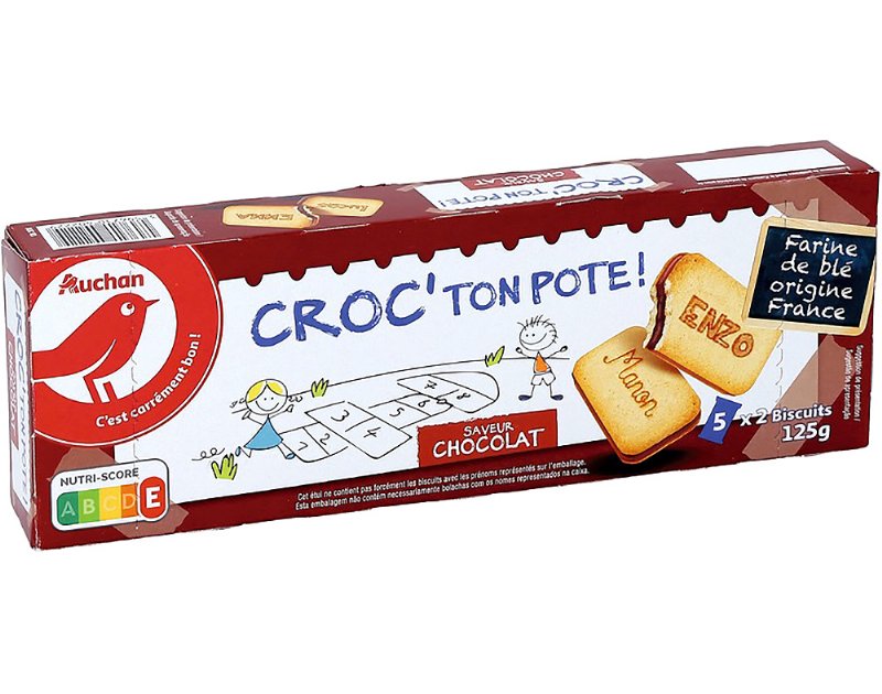 Bolacha Auchan Croc Ton Pot Com Recheio Chocolate 125 g