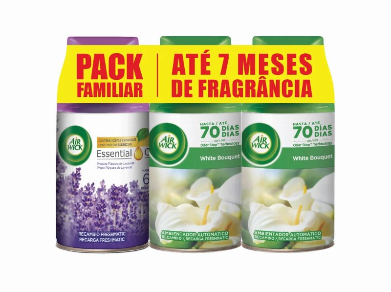 Ambientador Recarga Air Wick Freshmatic 2 White Bouquet + 1 Lavanda 250 ml