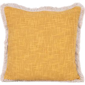 Almofada 45X45Cm Amarela Franjas Brancas Coachella Kasa