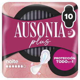 Pensos Higiénicos Ultrafina Plus Noite Com Abas Ausonia 10 Un