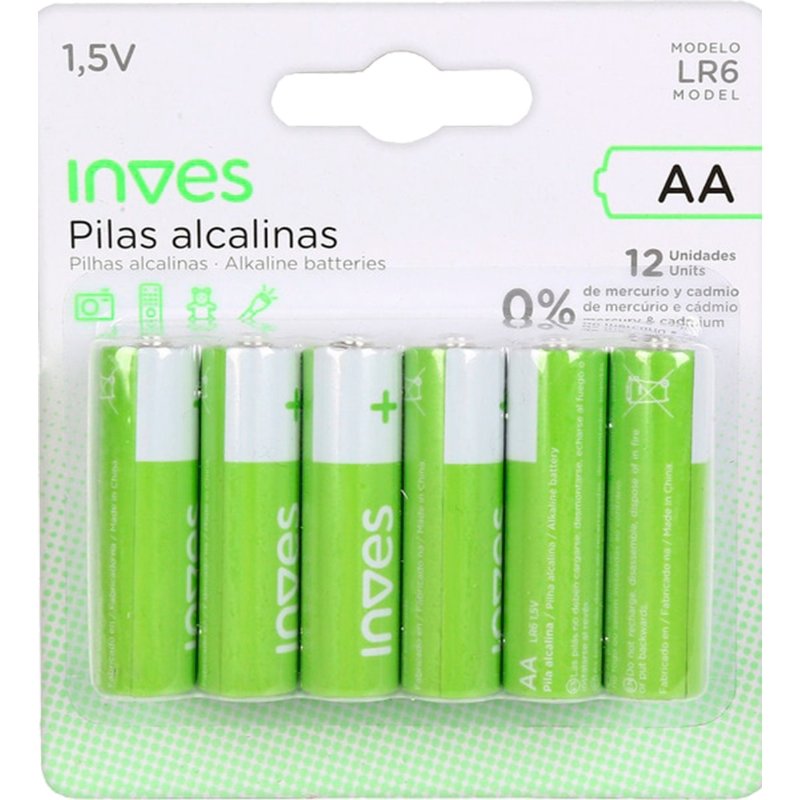 Pilhas Alcalinas Aa Lr6 12 unidades