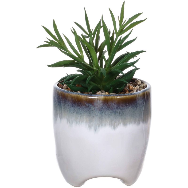 Planta Artificial Com Vaso Degradê 11X29Cm Azul Kasa