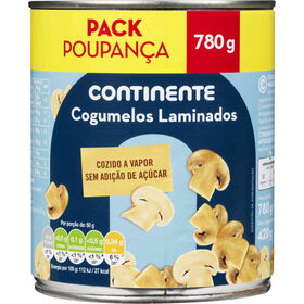 Cogumelos Laminados Pack Poupança Sem Glúten Continente 780 gr (Peso Escorrido 420 gr)