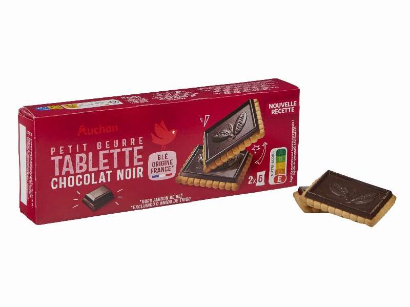 Bolacha De Manteiga Auchan "Petit Beurre" Coberta Chocolate Negro 2X6Un 150 g