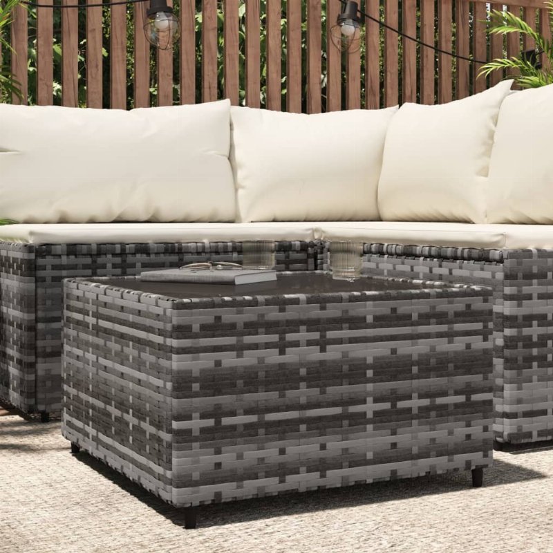 Hkh Mesa De Centro Para Jardim Quadrada 50X50X30Cm Vime Pe - Cinzento