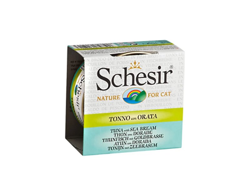 Comida Húmida Para Gato Schesir Lata Com Atum E Dourada 70 g