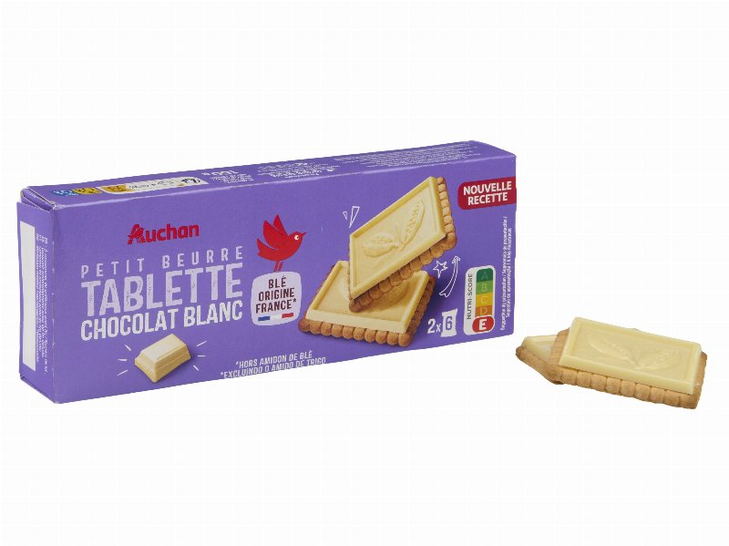 Bolacha De Manteiga Auchan "Petit Beurre" Coberta Chocolate Branco 2X6Un 150 g