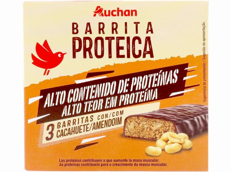 Barrita Proteica Auchan Com Amendoim 3Un 120 g