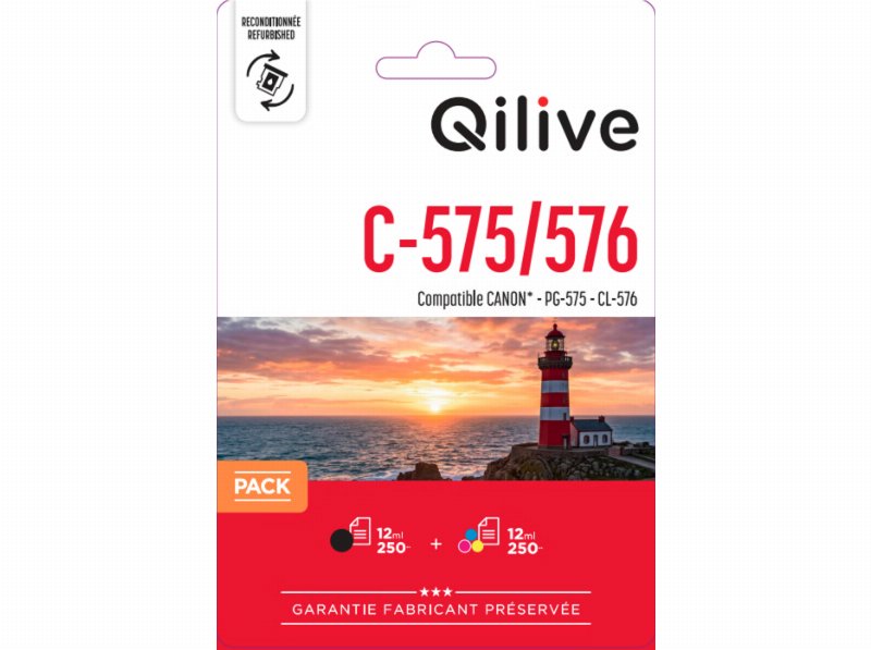 Pack Tinteiros Qilive Compatível Canon Pg-575 / Cl-576 Preto E Cor
