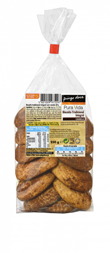 Biscoitos Integrais De Canela Pura Vida 0.25Kg