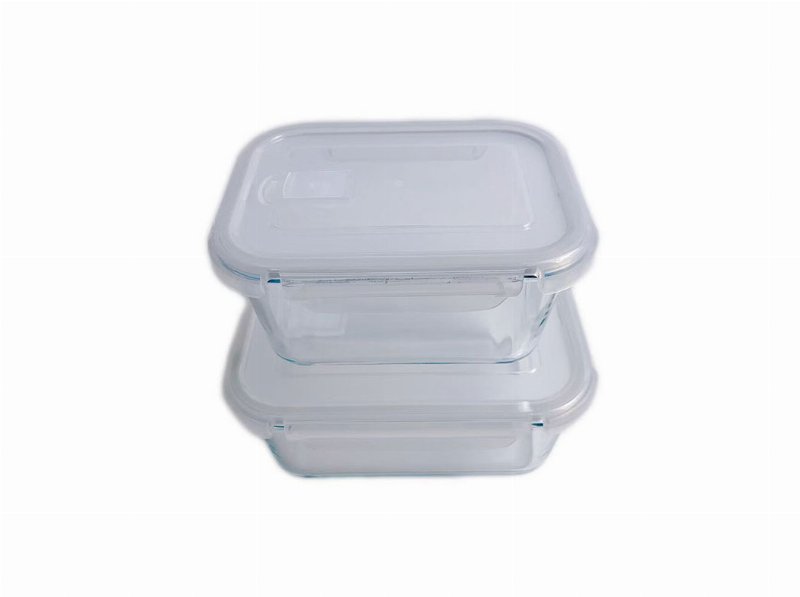 Conjunto De 2 Caixas Hermética Actuel Vidro Rectangulares 0.9 l+1.3 l