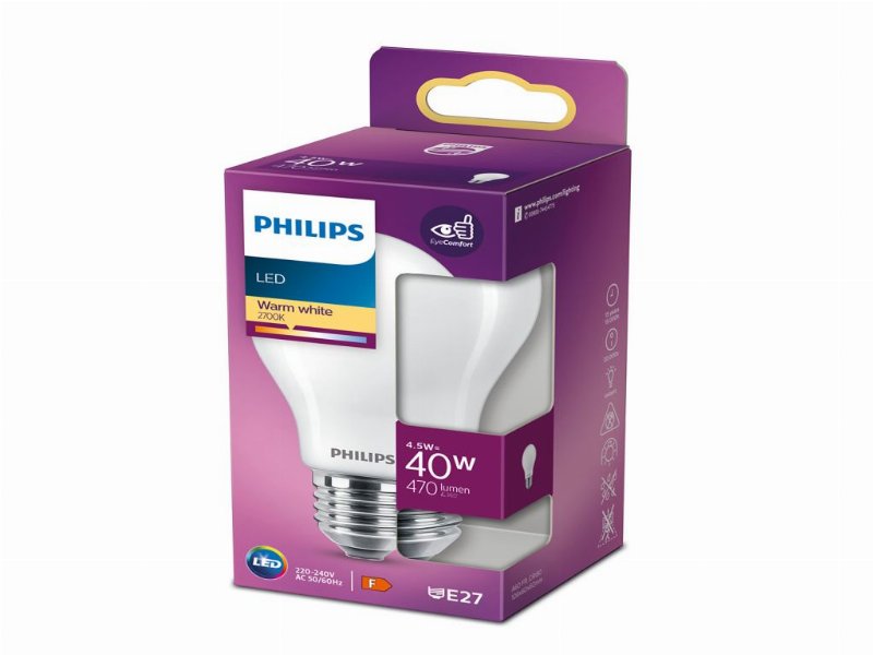 Lâmpada Led Philips E27 40W Luz Branca Quente