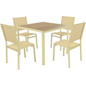 Conjunto De Mesa E 4 Cadeiras Metal Amarelo Kasa