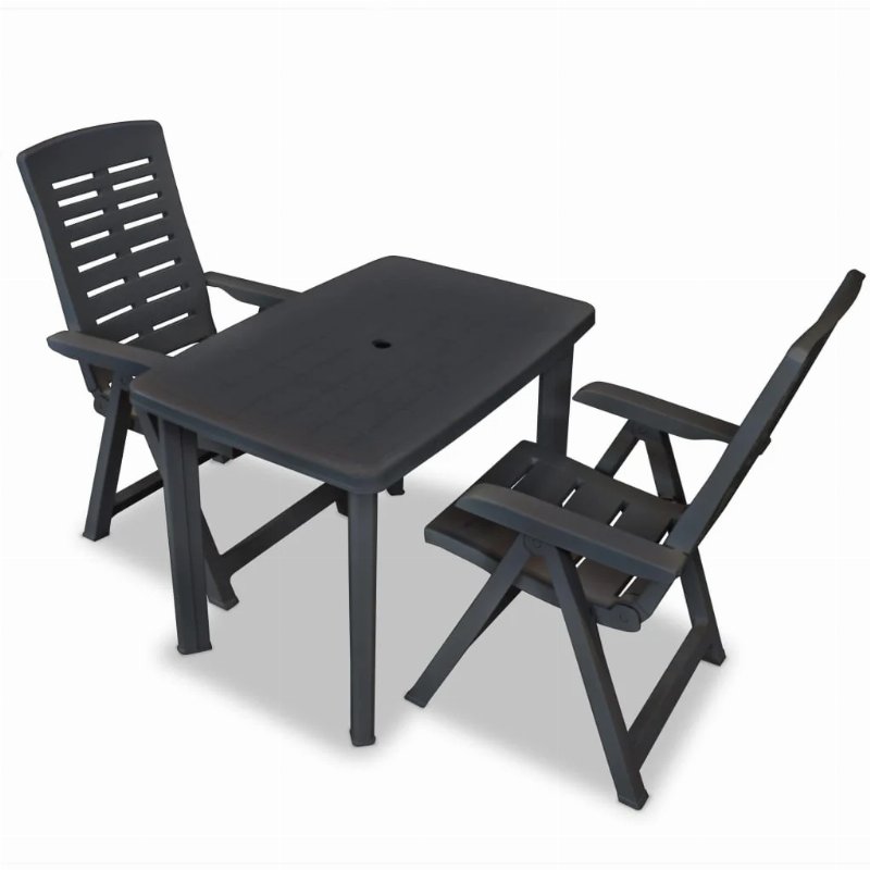 Hkh Conjunto Bistrô 3 Pcs Plástico - Antracite