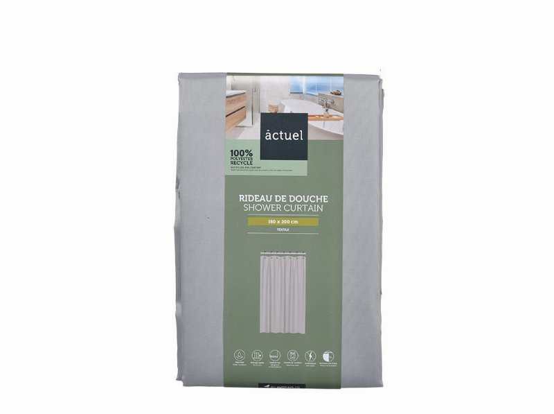 Cortina Duche Poliester Reciclado Actuel Cinzento 180X200Cm