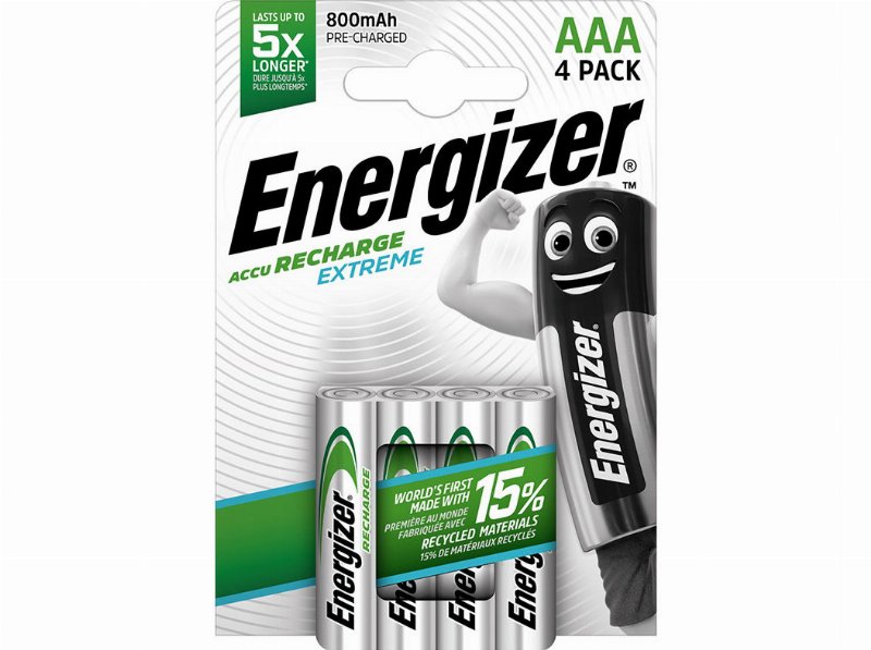 Pilhas Recarregáveis Energizer Extreme Aaa 800Mah Pack 4 Unidades