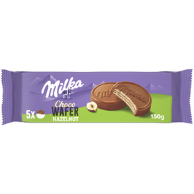 Bolachas Wafers De Chocolate De Leite E Avelã Milka 150 gr (5 Un)