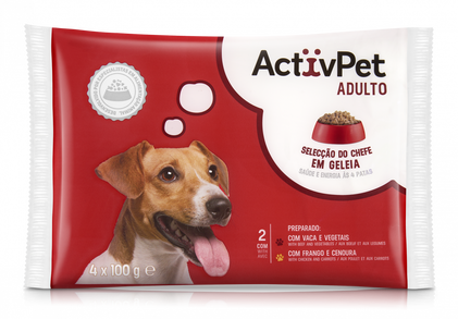 Comida Húmida Para Cão Adulto Seleção De Carnes Em Geleia Activpet 0.4Un