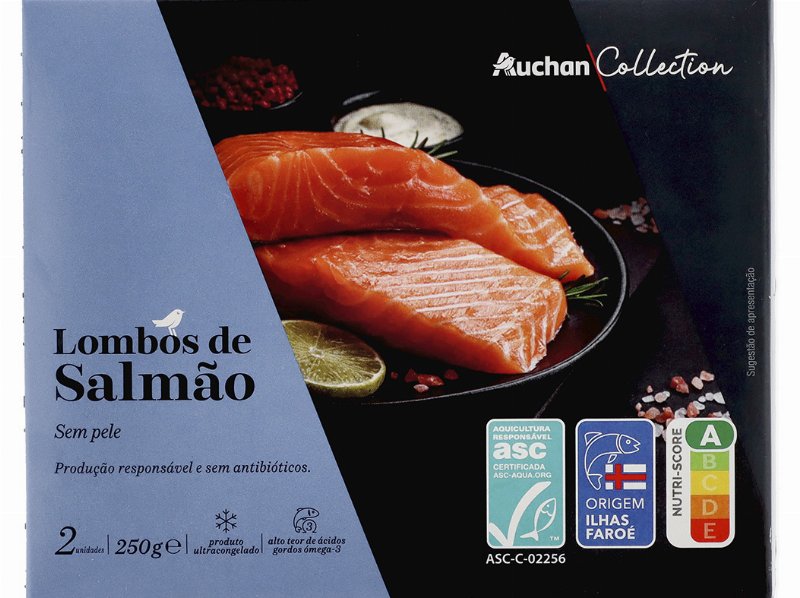 Lombos De Salmão Auchan Collection Ilhas Faroé Asc Sem Pele 2Un 250 g
