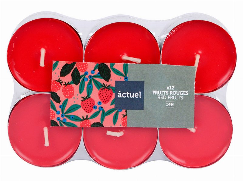 Tealights Aromático Actuel Frutos Vermelhos Pack 12 Unidades