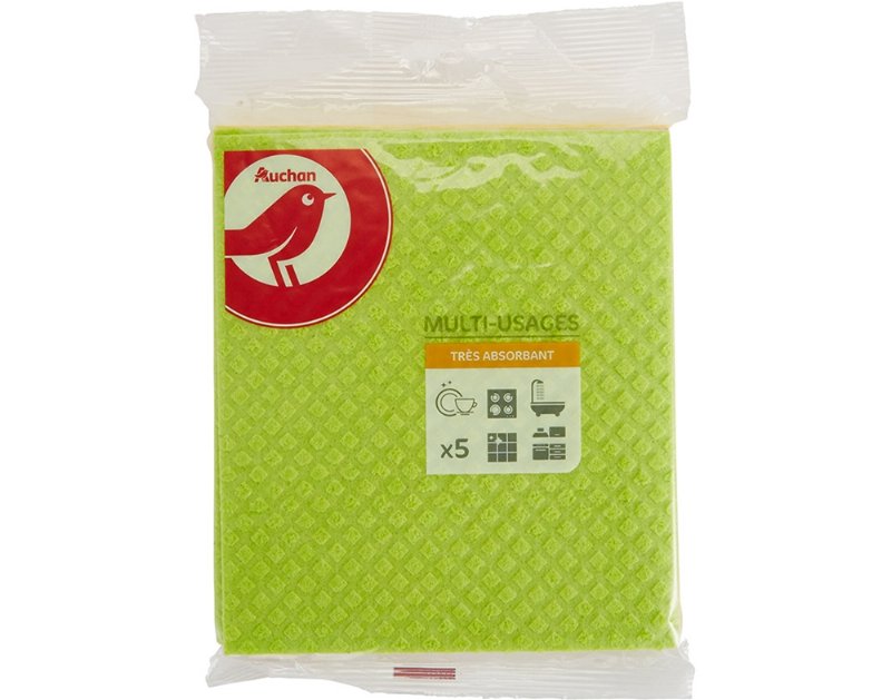 Pano Auchan Esponja Muito Absorvente 5Un