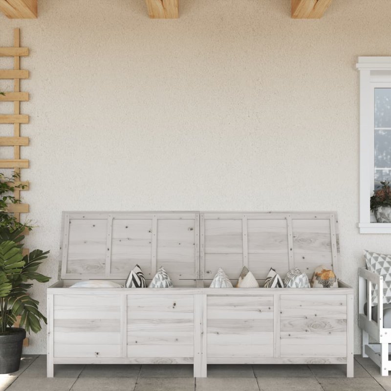 Hkh Caixa Arrumação P/ Jardim 198,5X50X56,5 Cm Abeto Maciço - Branco