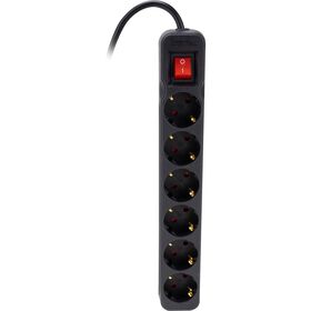 Bloco 6 Tomadas Com Interruptor Preto Boost