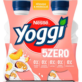 Iogurte Líquido Magro 5 Zero Pêssego E Maracujá Sem Lactose Yoggi 640 gr (4 Un)
