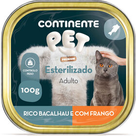 Comida Húmida Para Gato Adulto Esterilizado Bacalhau E Frango Continente Pet 100 g