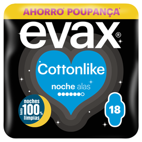 Pensos Higiénicos Cottonlike Noite Com Abas Evax 18 Un