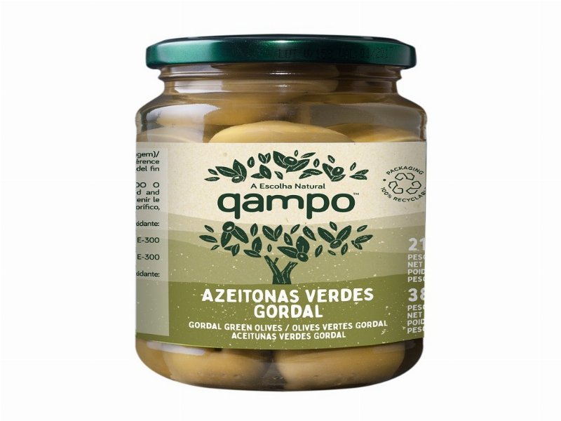Azeitona Verde Qampo Gordal Frasco 380(210)G