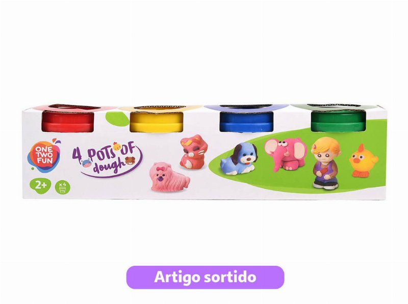 Pote De Plasticina One Two Fun 140 g Pack 4 Unidades Modelos Sortidos