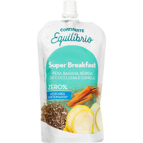 Saqueta De Pera, Banana, Bebida De Coco, Chia E Canela Super Breakfast Sem Adição De Açúcar Continente Equilíbrio 120 gr