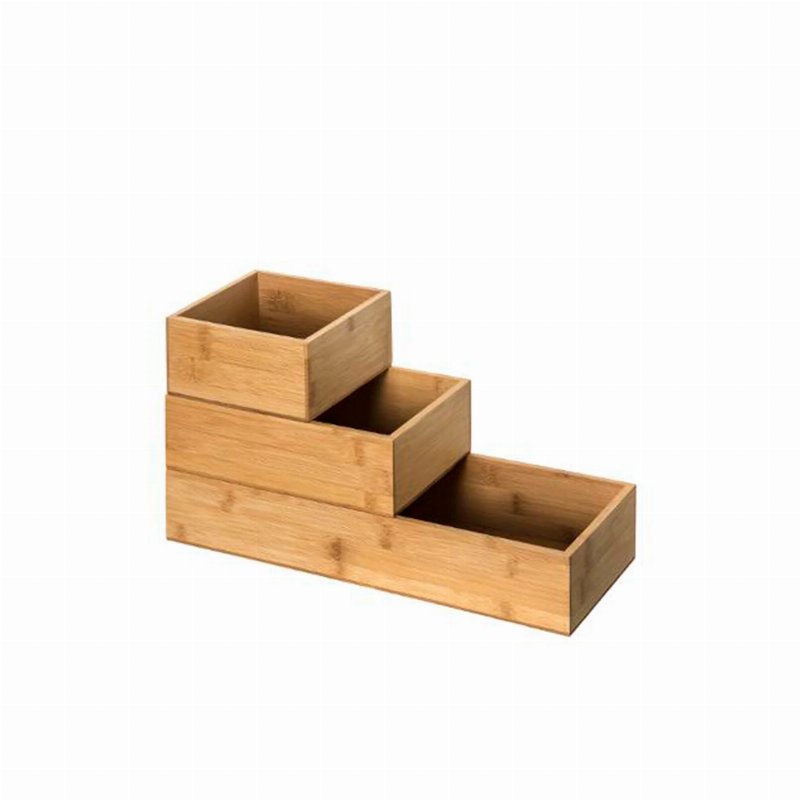 Conjunto 3 Caixas Organizadoras Em Bambu