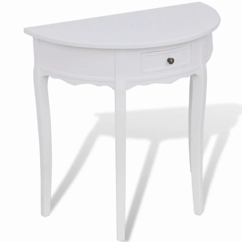 Hkh Mesa De Apoio Meia-Lua Com Gaveta - Branco