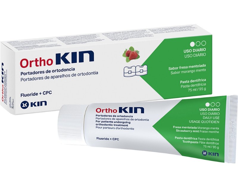 Pasta Dentifrica Kin Ortho Morango E Menta 75 ml