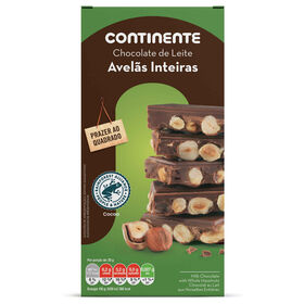 Tablete De Chocolate De Leite Com Avelãs Continente 200 gr