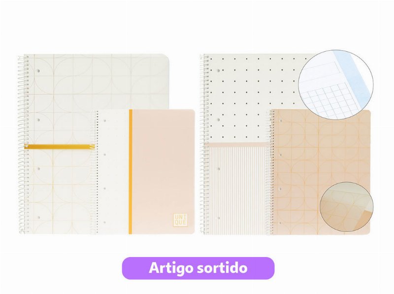 Caderno Espiral A4 Ancor Unique Pautado 120 Folhas Modelo Sortidos