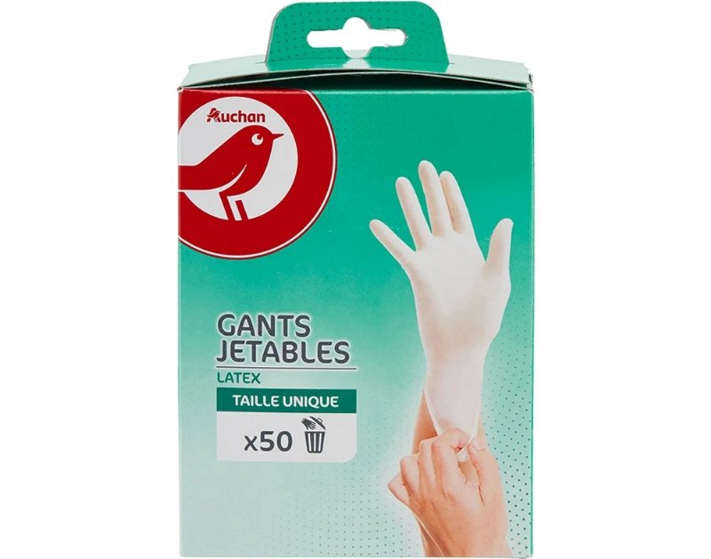 Luvas Auchan Latex Tamanho Único 50Un