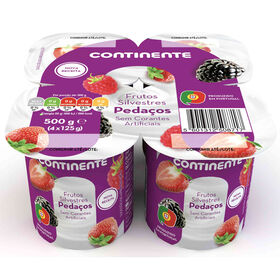 Iogurte Pedaços Frutos Silvestres Continente 500 gr (4 Un)