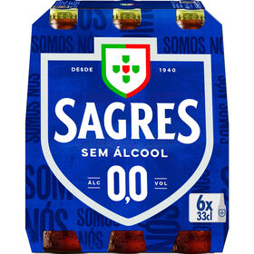 Cerveja Sem Álcool 0,0% Sagres 6 X 33 cl