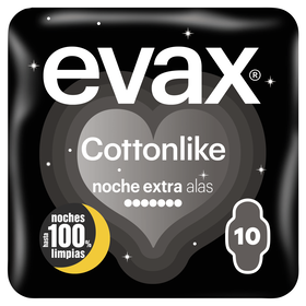 Pensos Higiénicos Cottonlike Noite Extra Com Abas Evax 10 Un