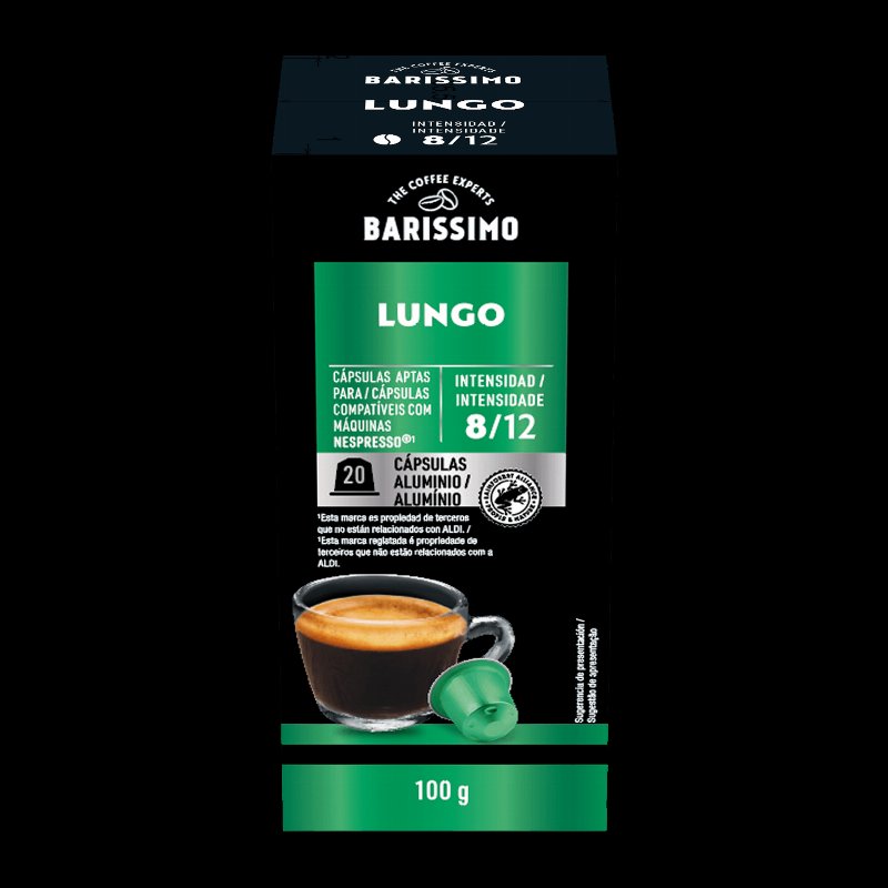 Cápsulas De Café Lungo Compatíveis Com Máquina Nespresso; Intensidade 8; 20 Cápsulas