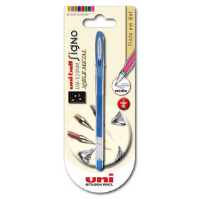 Roller Signo Noble Metal De Tinta Gel Metálica Azul Uni-Ball