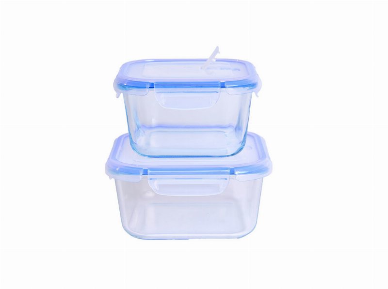 Conjunto De 2 Caixas Actuel Herméticas Quadradas De Vidro 1400 ml+950 ml
