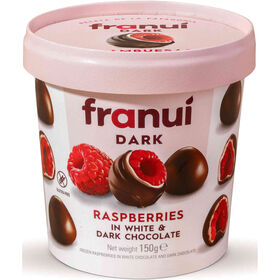 Framboesas Cobertas Com Chocolate Branco E Chocolate Negro Franuí 150 gr