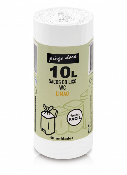 Sacos Do Lixo Wc Limão Com Fecho Fácil 10 l Pingo Doce 40Un