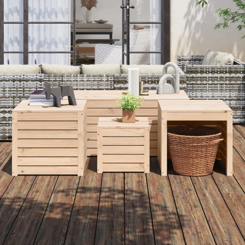 Hkh 4 Pcs Conjunto De Caixas De Jardim Madeira De Pinho Maciça - Marrom