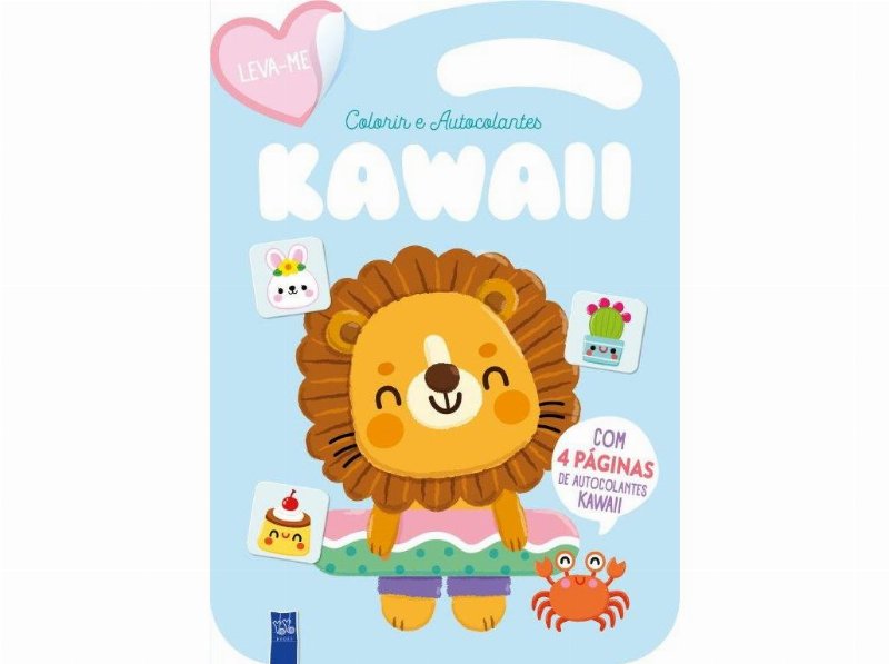 Livro Leva-Me Colorir E Autocolantes Kawaii - Azul