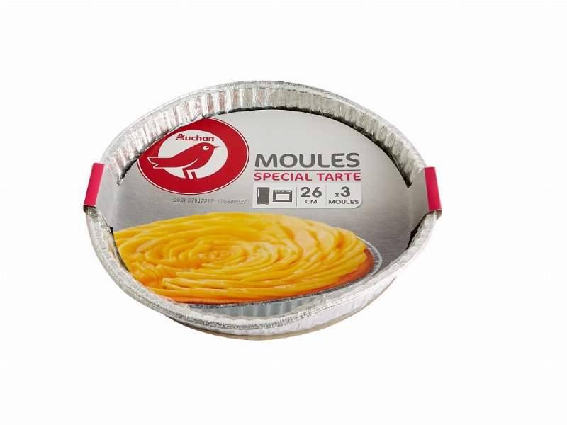 Forma Para Tarte Descartável Auchan Aluminio 26Cm Pack 3 Unidades